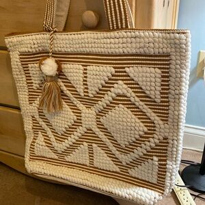 Lovestich Cream and Tan Beach/Book Bag